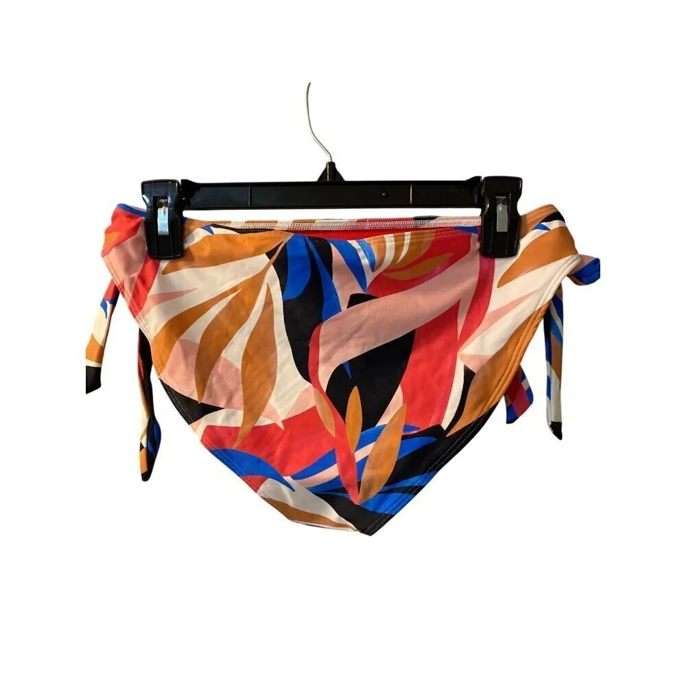 PrAna Atalia Bikini Bottoms Swim Bottoms Large Tropical print UPF 50+ side ties